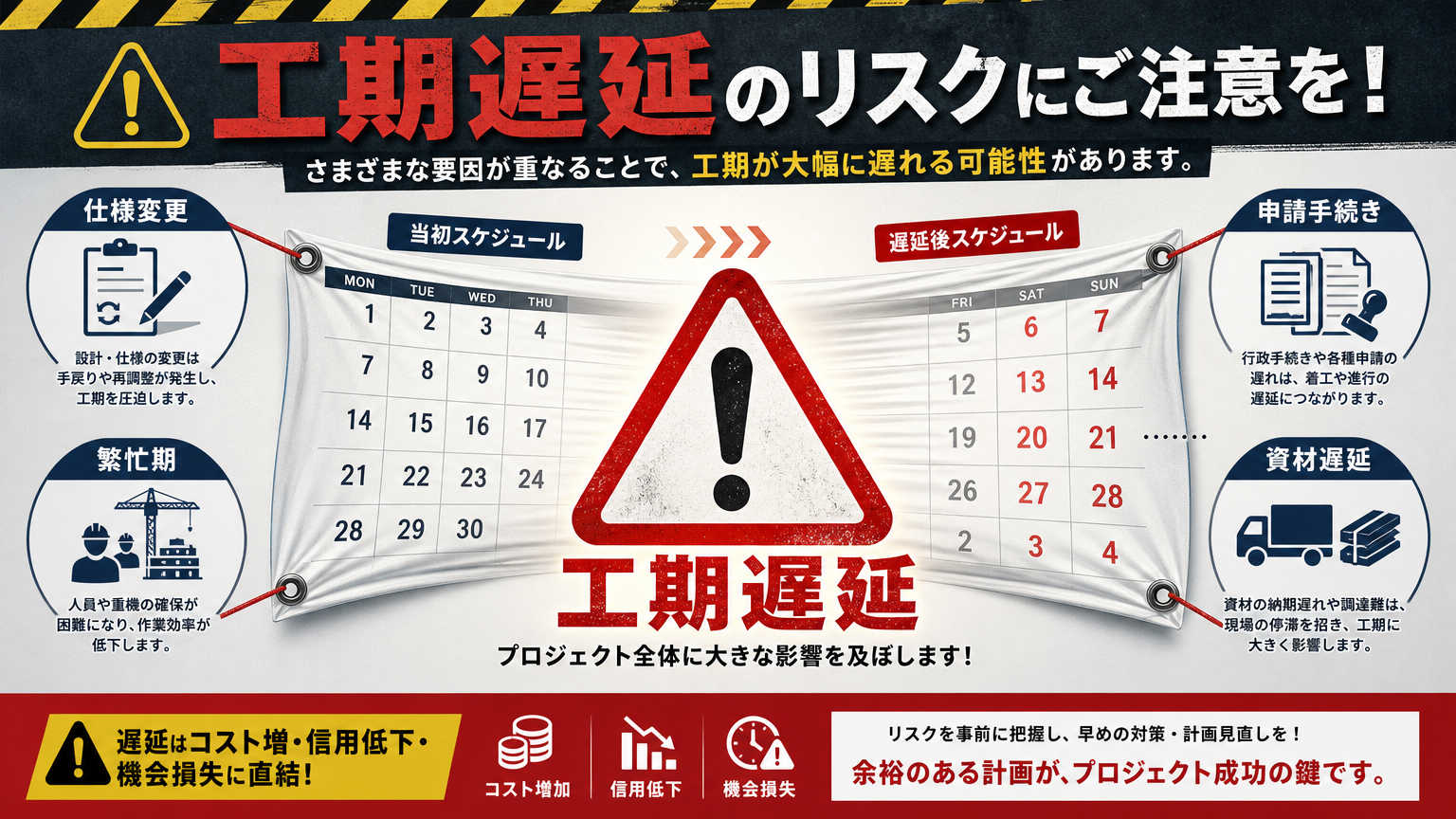 工期が延びやすいケースと注意点